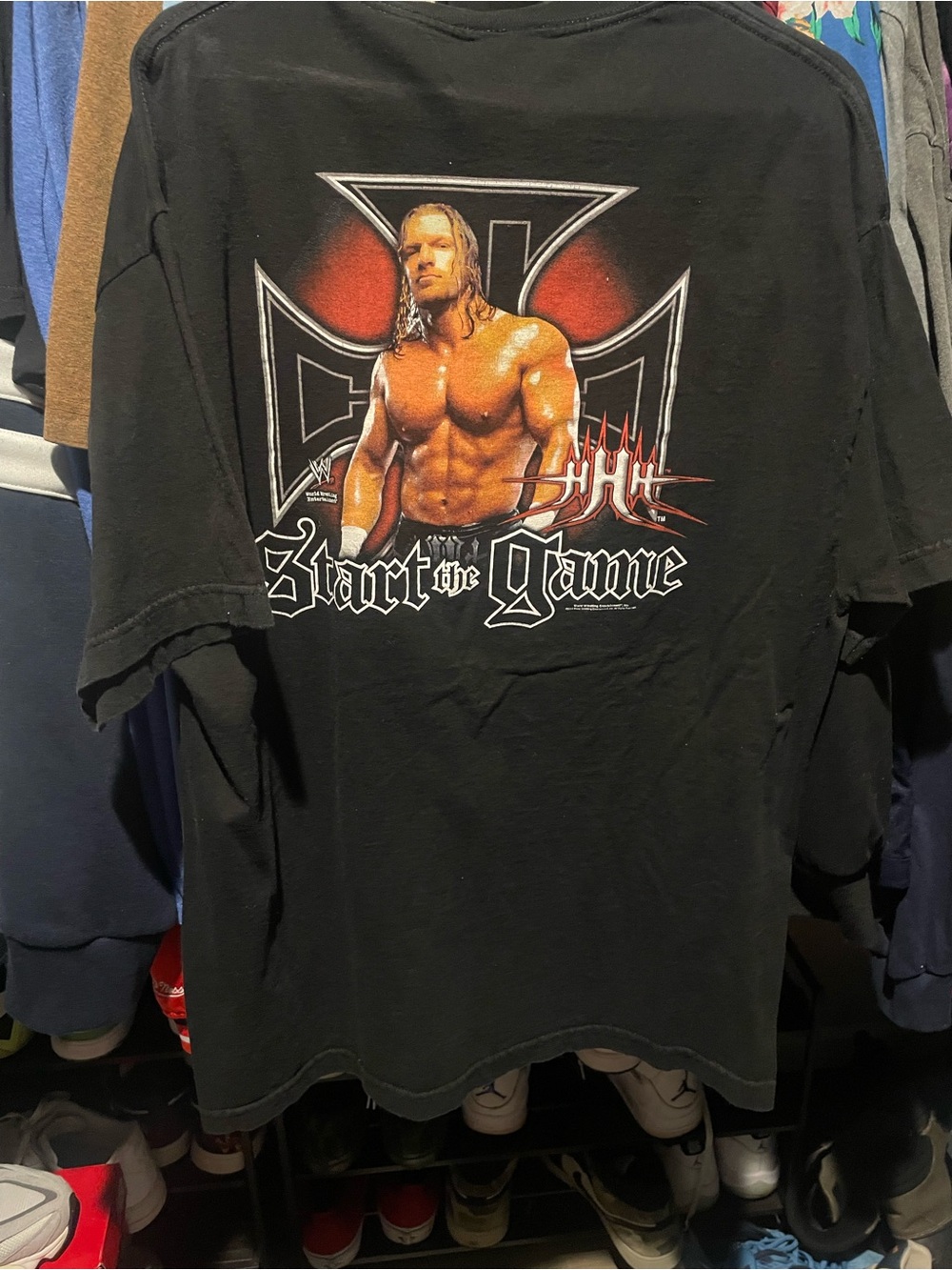 Vintage Triple H "Start the Game" WWE Black Graphic Tee